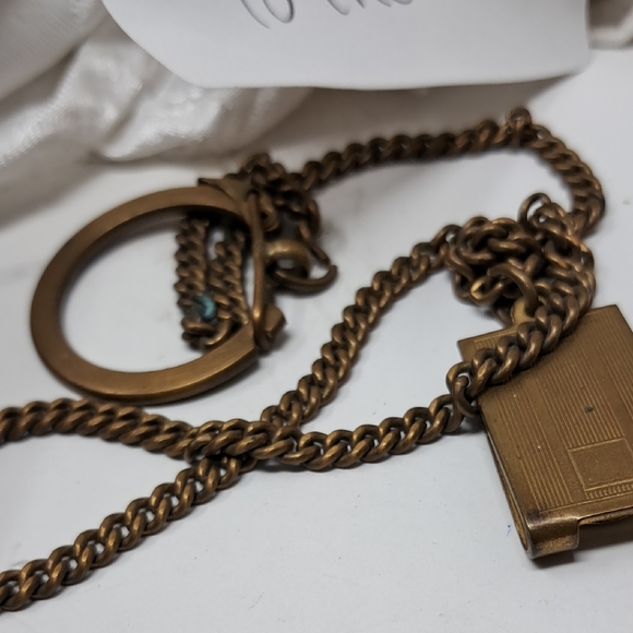 Vintage Gold Tone P9cket Watch Chain With Fob 18 Inches - Picture 6 of 7